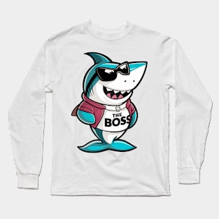 The Boss Funny shark Design Long Sleeve T-Shirt